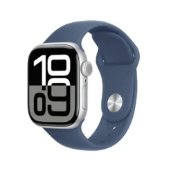 Apple Watch Series 10 GPS 42 mm Silver Case med Denim Sport Band M/L