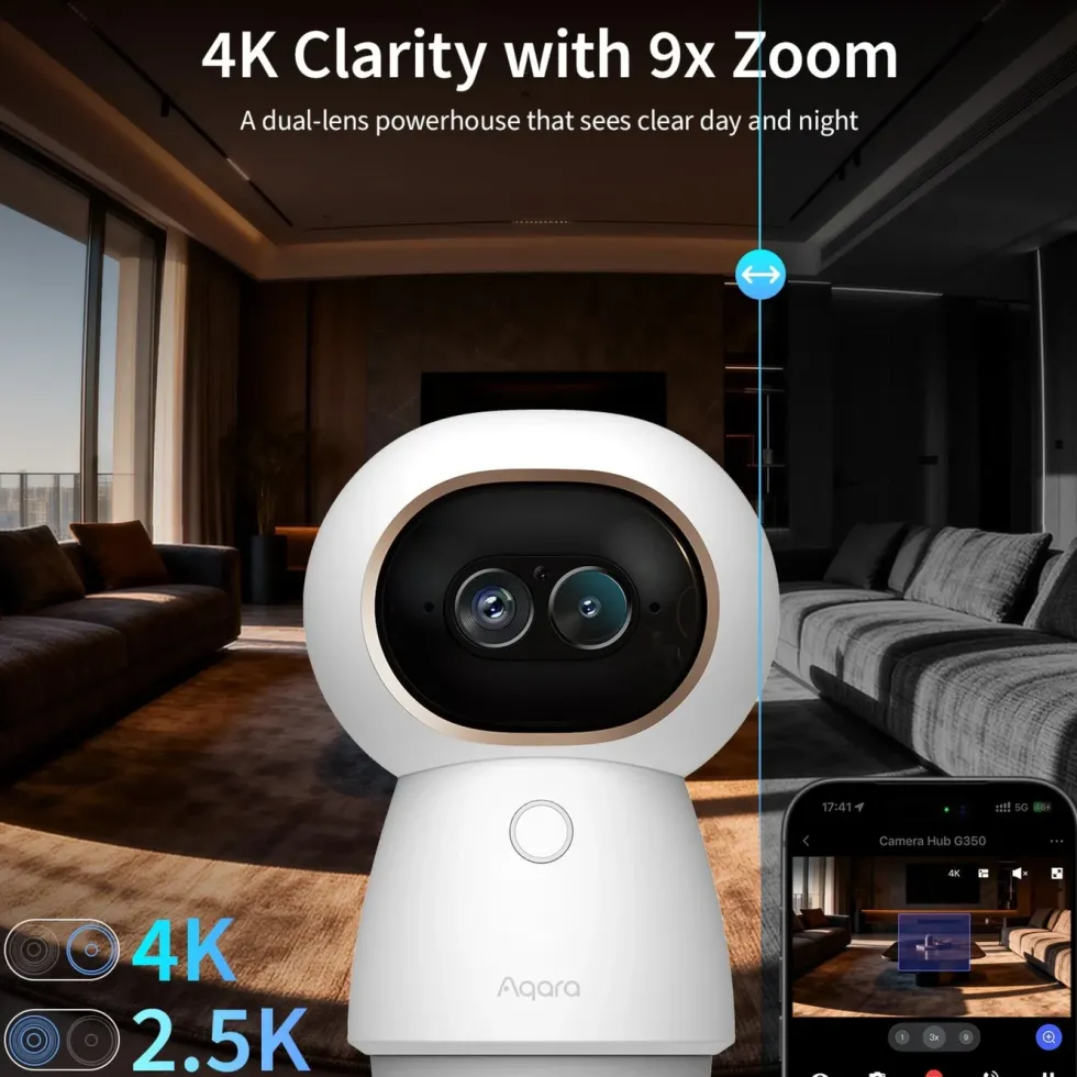 Aqara Camera Hub G350 4K övervakningskamera och Matter-hubb Vit