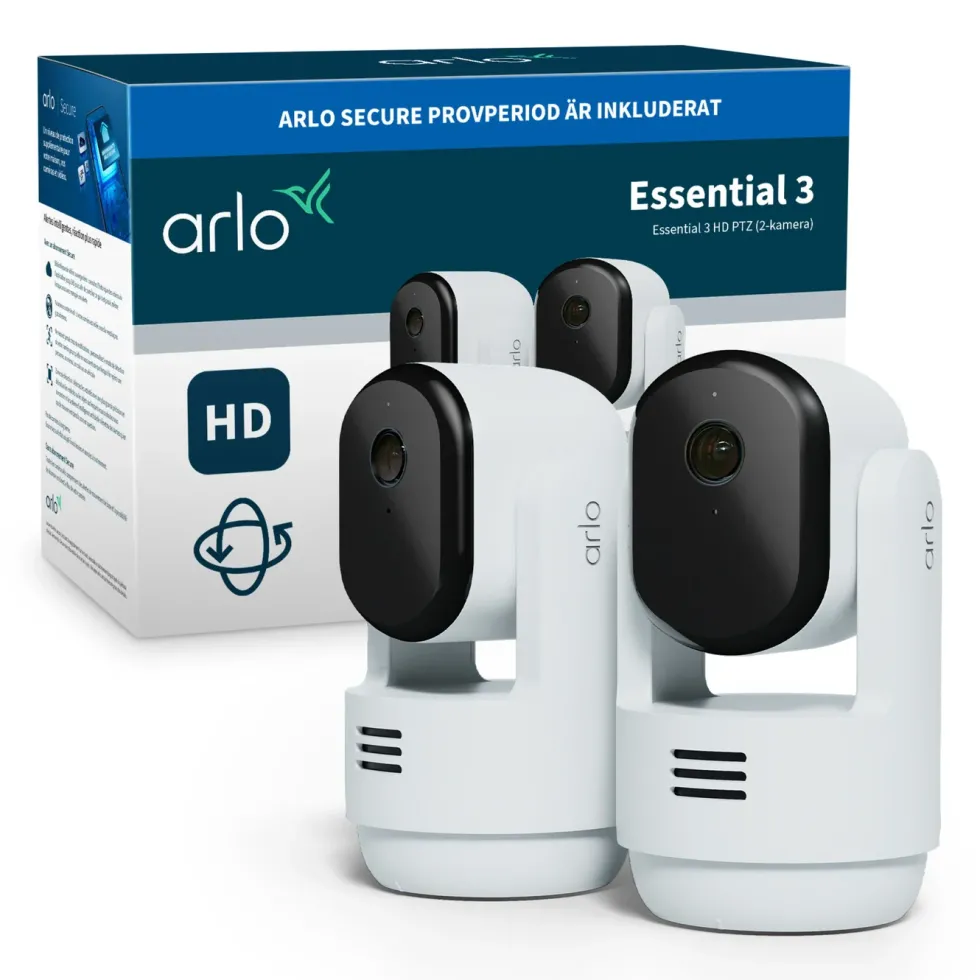 Arlo Essential 3 HD PTZ – Övervakningskamera inomhus 2-pack