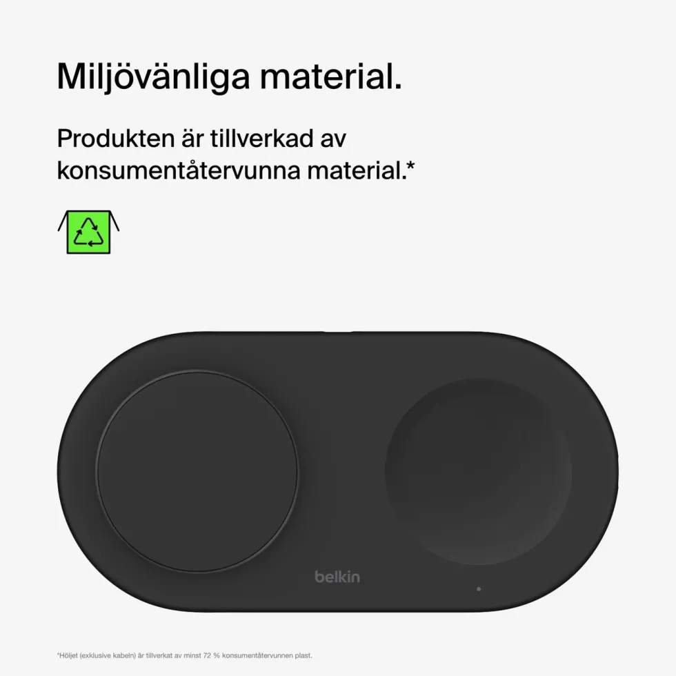 Belkin BoostCharge Pro 2-in-1 med Qi2 15 W Svart