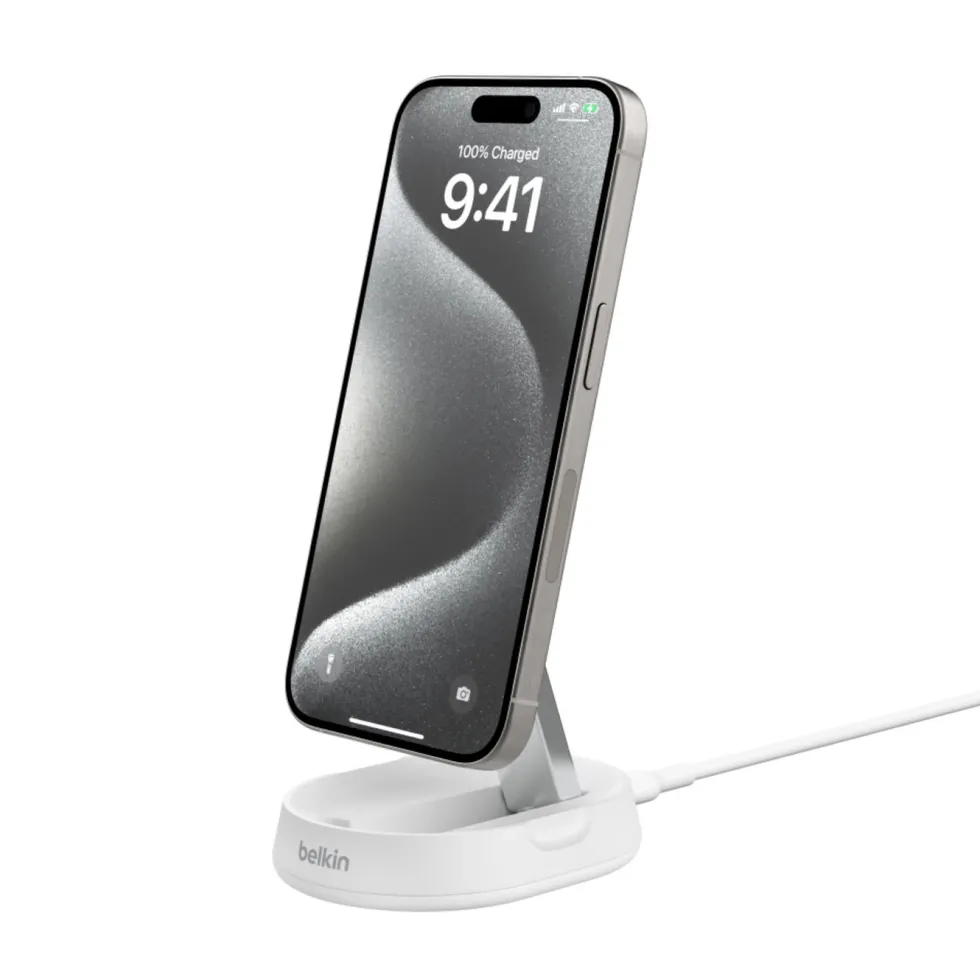 Belkin BoostCharge Pro Laddställ med Qi2 15 W Vit