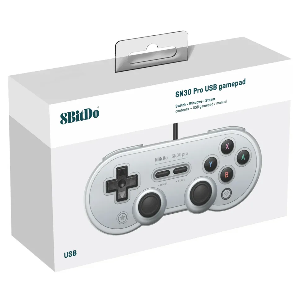 8Bitdo SN30 Pro Handkontroll med USB-anslutning Grå