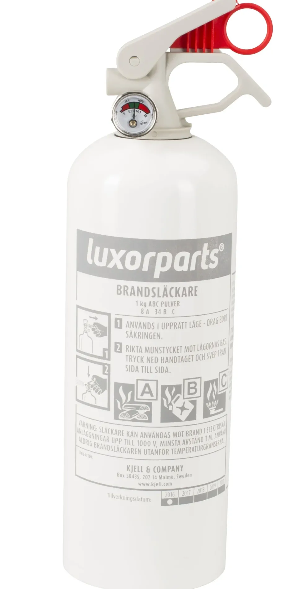Brandsläckare med pulver 1 kg Vit