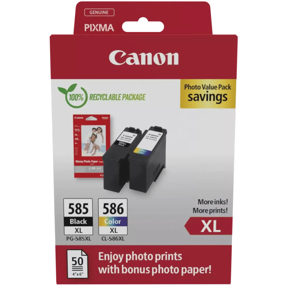 Canon PG-585XL/CL-586XL bläckpatroner med fotopapper