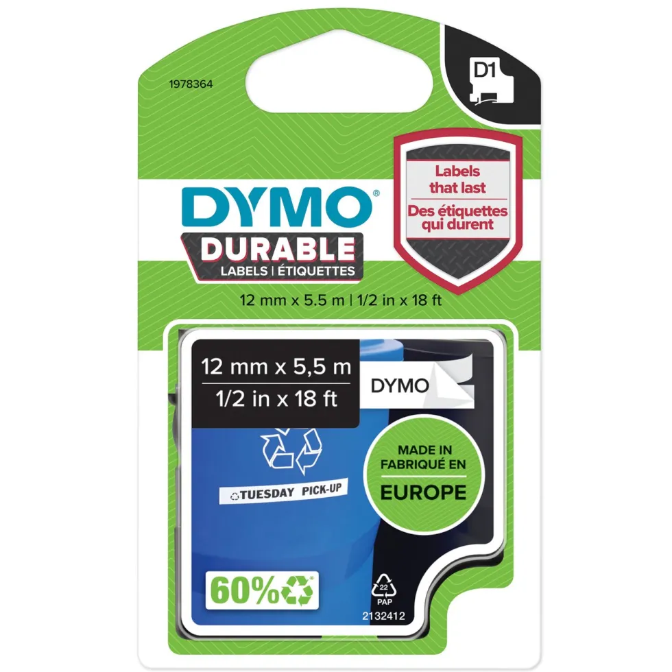 Dymo Durable D1-märktejp 12 mm