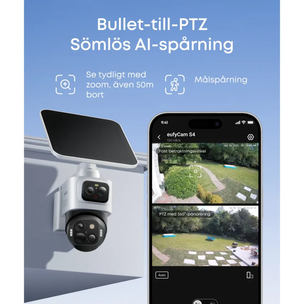 Eufy eufyCam S4 Solo 3-i-1 övervakningskamera med solpanel
