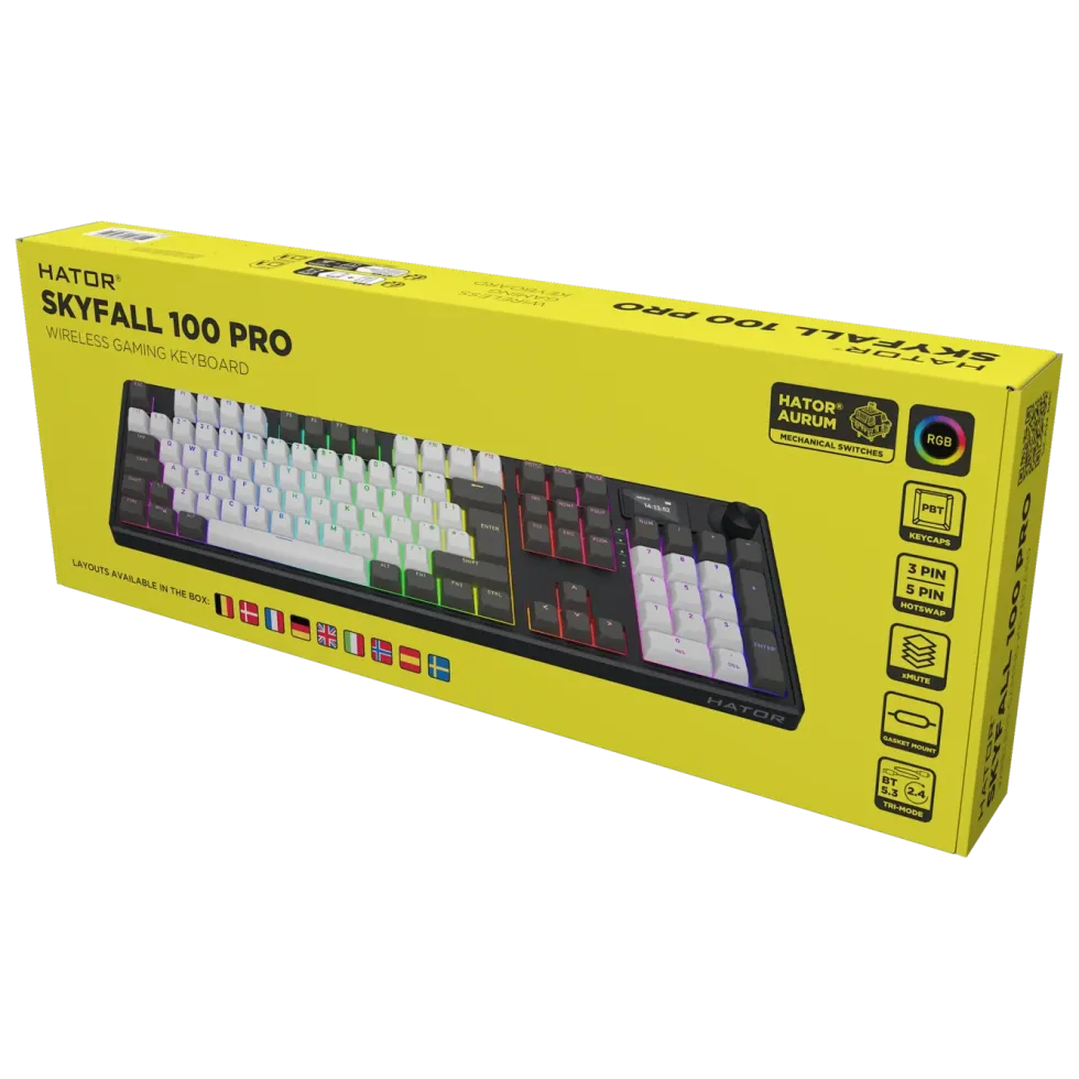Hator Skyfall 100 Pro trådlöst gamingtangentbord Grå