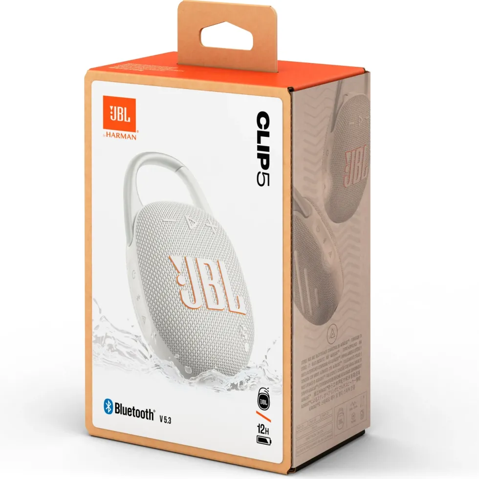 JBL Clip 5 Portabel Bluetooth-högtalare Vit
