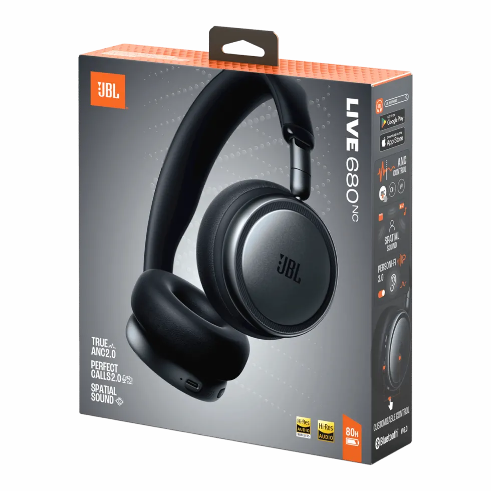 JBL Live 680NC trådlösa on-ear-hörlurar Black