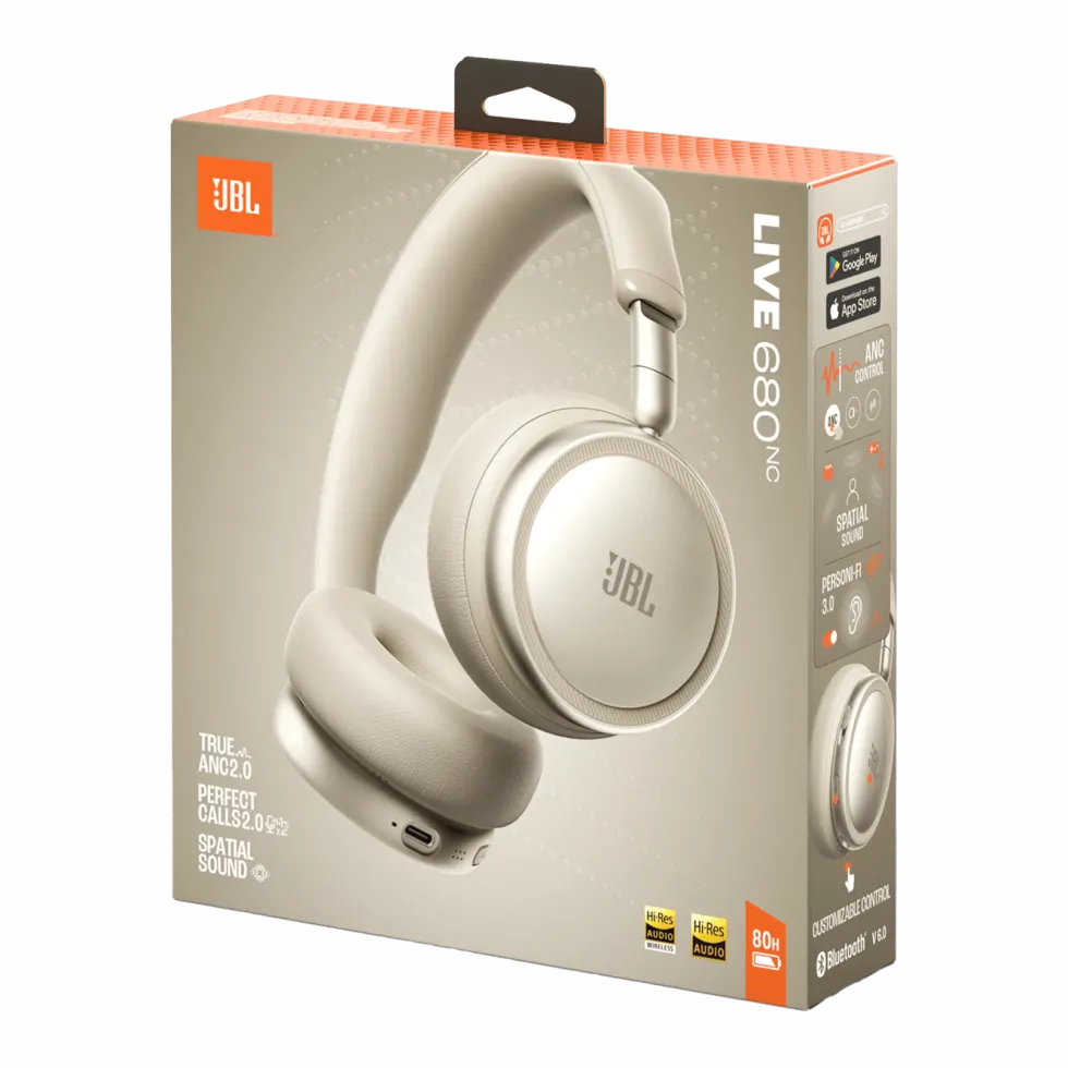 JBL Live 680NC trådlösa on-ear-hörlurar Champagne