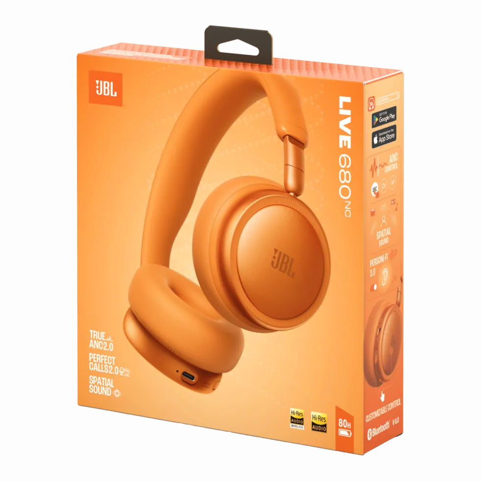 JBL Live 680NC trådlösa on-ear-hörlurar Orange