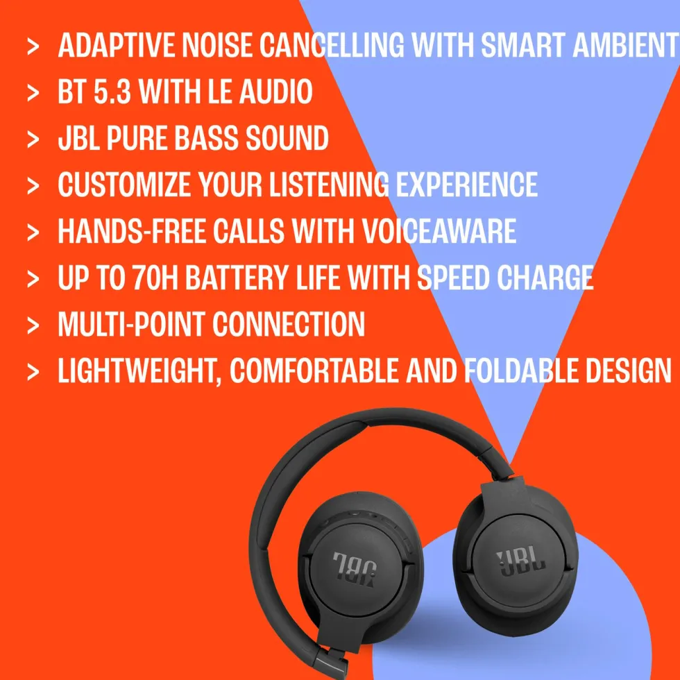 JBL Tune 770NC Trådlösa hörlurar Vit