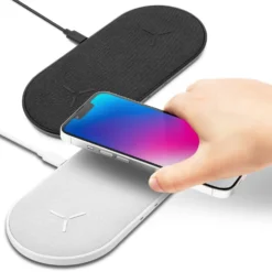 Linocell Dubbel Trådlös QI-snabbladdare 2x 15 W Svart