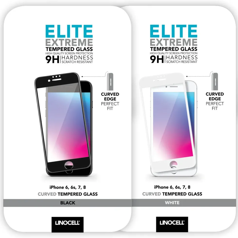 Linocell Elite Extreme Curved Skärmskydd för iPhone 6, 7 och 8 Vit