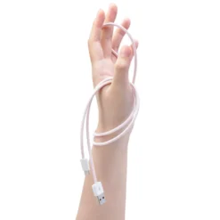 Linocell Flätad USB-A- till Lightning-kabel Rosa 2 m