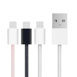 Linocell Flätad USB-A- till Lightning-kabel Rosa 0,5 m