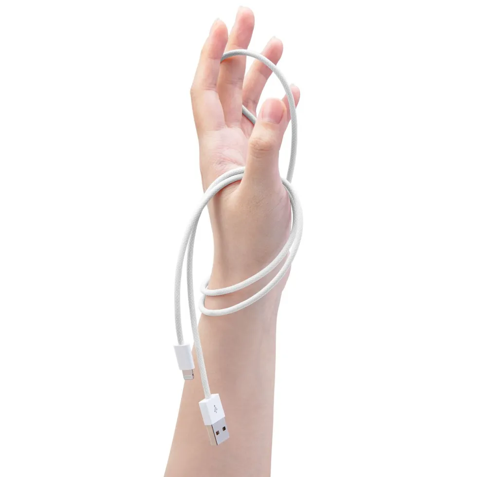 Linocell Flätad USB-A- till Lightning-kabel Vit 2 m