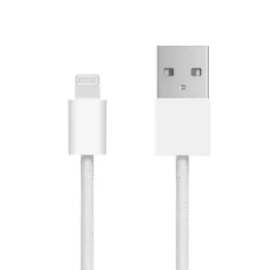 Linocell Flätad USB-A- till Lightning-kabel Vit 1 m