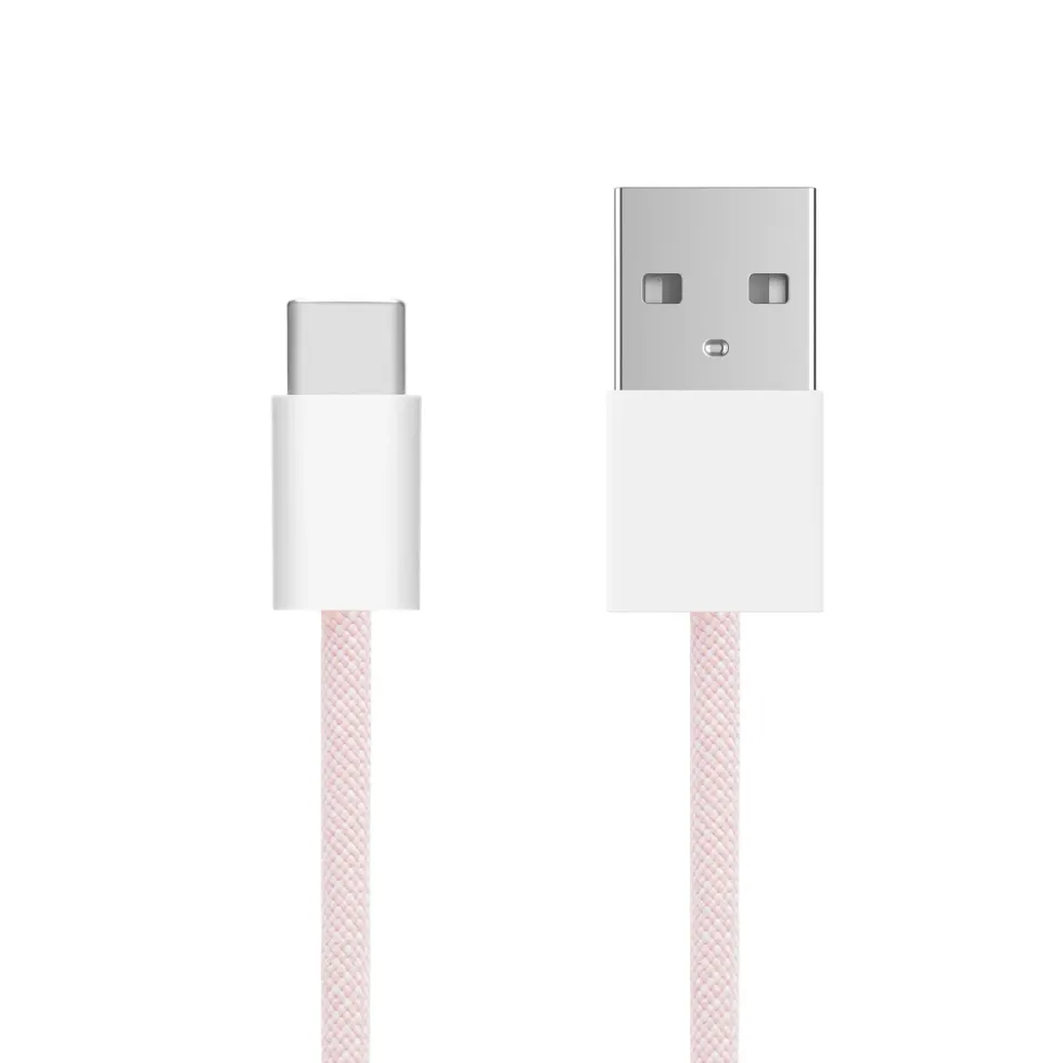 Linocell Flätad USB-A- till USB-C-kabel Rosa 0,5 m