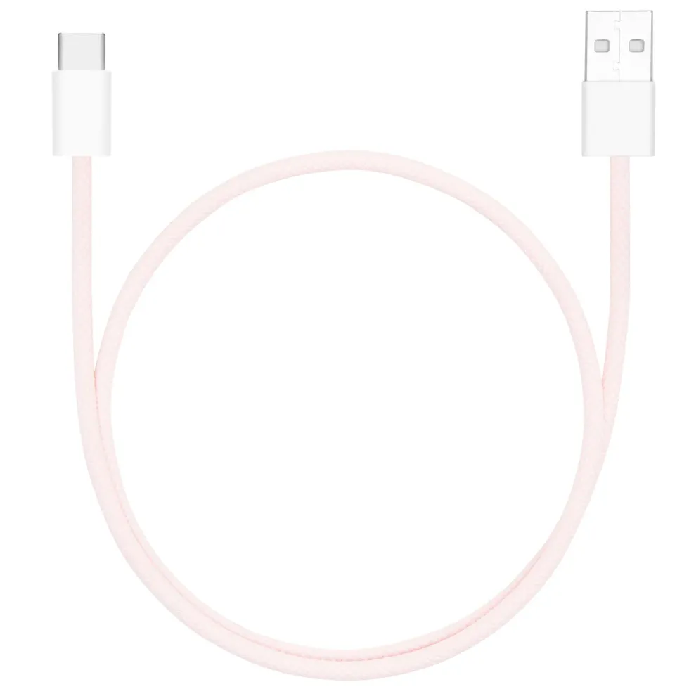 Linocell Flätad USB-A- till USB-C-kabel Rosa 0,5 m