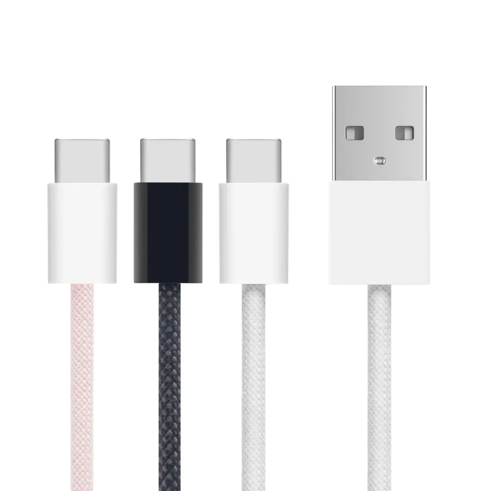 Linocell Flätad USB-A- till USB-C-kabel Rosa 0,5 m