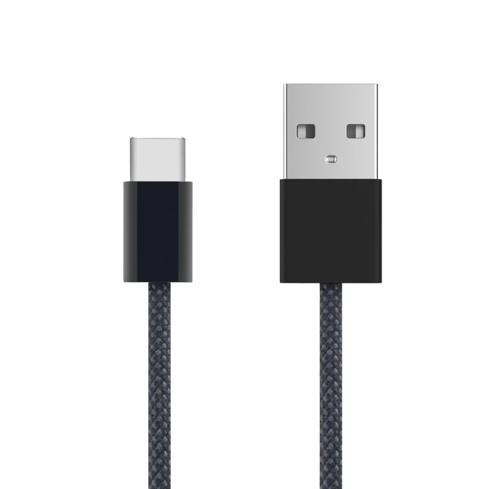 Linocell Flätad USB-A- till USB-C-kabel Svart 0,5 m