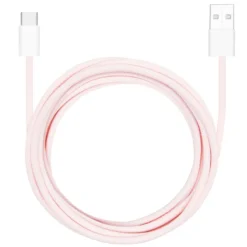 Linocell Flätad USB-A- till USB-C-kabel Rosa 2 m