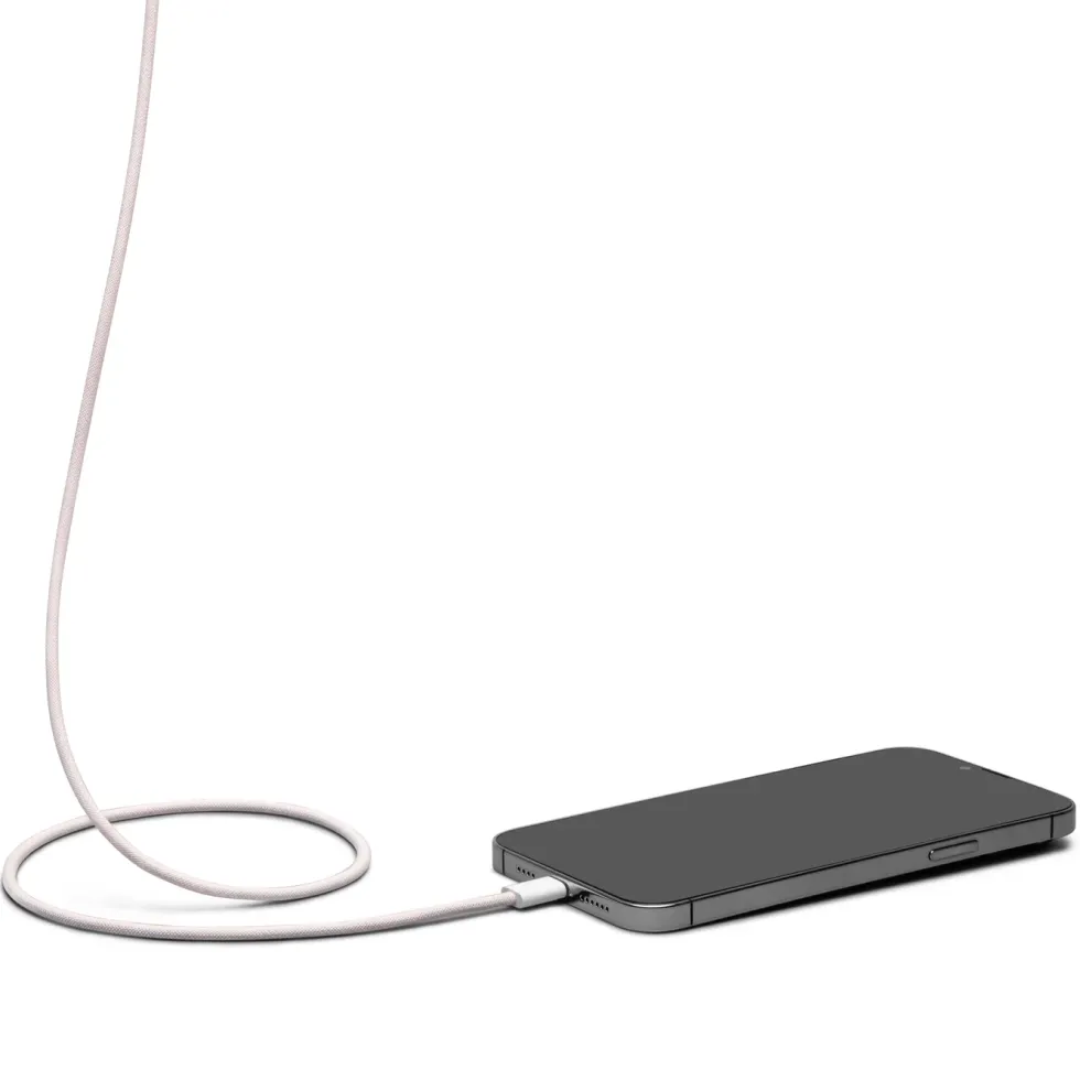 Linocell Flätad USB-C- till Lightning-kabel Rosa 2 m