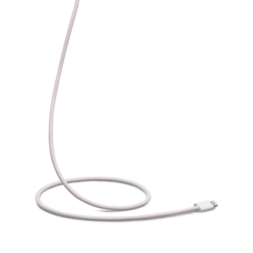 Linocell Flätad USB-C- till Lightning-kabel Rosa 2 m