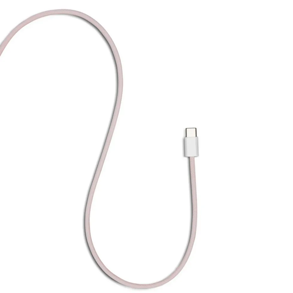 Linocell Flätad USB-C- till Lightning-kabel Rosa 2 m