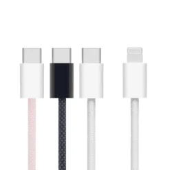 Linocell Flätad USB-C- till Lightning-kabel Svart 2 m
