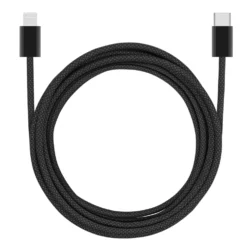 Linocell Flätad USB-C- till Lightning-kabel Svart 2 m