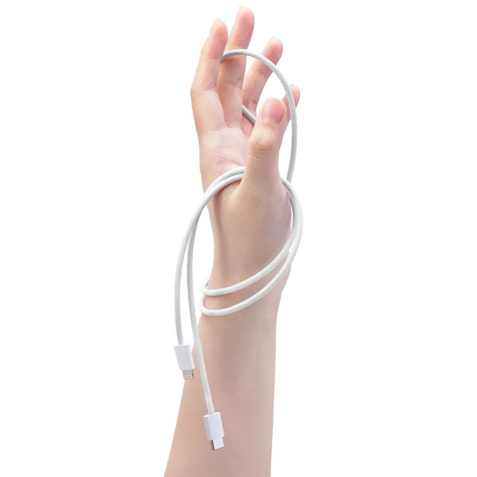 Linocell Flätad USB-C- till Lightning-kabel Vit 0,5 m