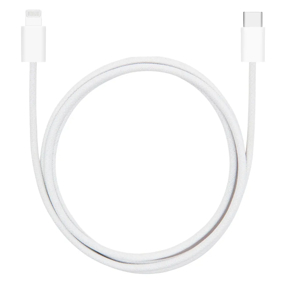 Linocell Flätad USB-C- till Lightning-kabel Vit 1 m