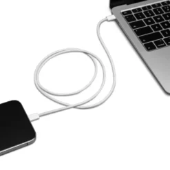 Linocell Flätad USB-C- till Lightning-kabel Vit 1 m