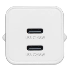 Linocell GaN snabbladdare 35 W PD med 2 USB-C-portar Vit