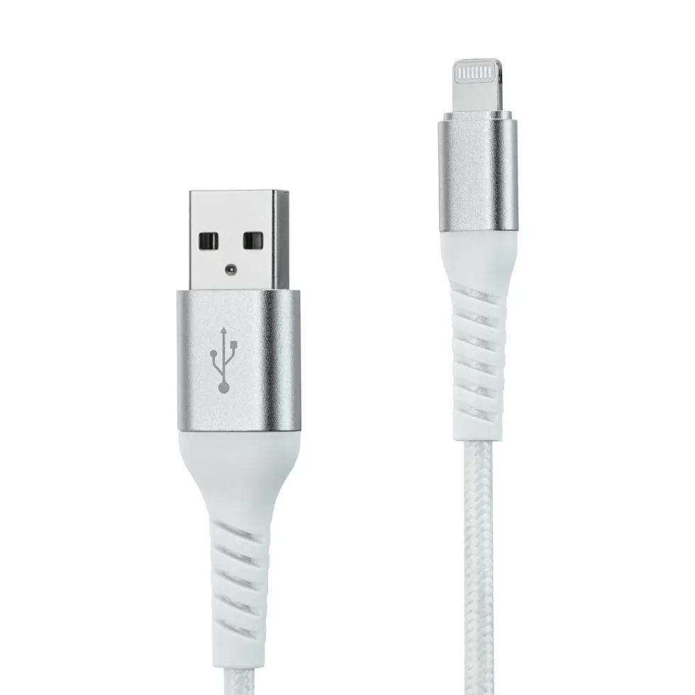 Linocell Premium Kevlar USB-A till Lightning-kabel 1 m Vit
