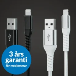 Linocell Premium Kevlar USB-A till Lightning-kabel 1 m Vit