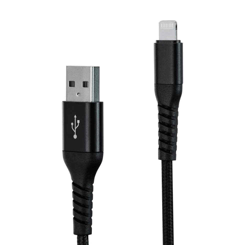 Linocell Premium Kevlar USB-A till Lightning-kabel 1 m Svart