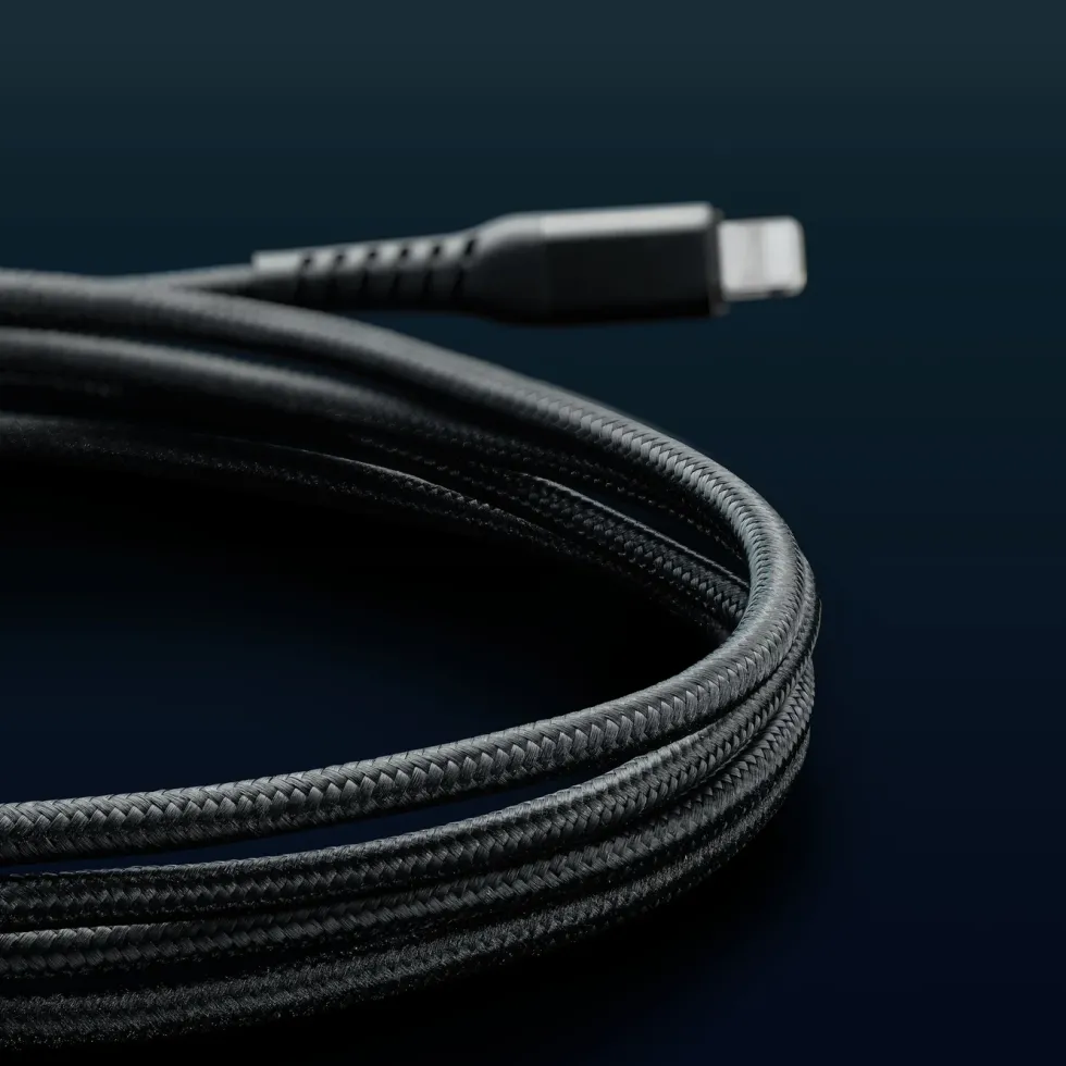 Linocell Premium Kevlar USB-A till Lightning-kabel 1 m Svart