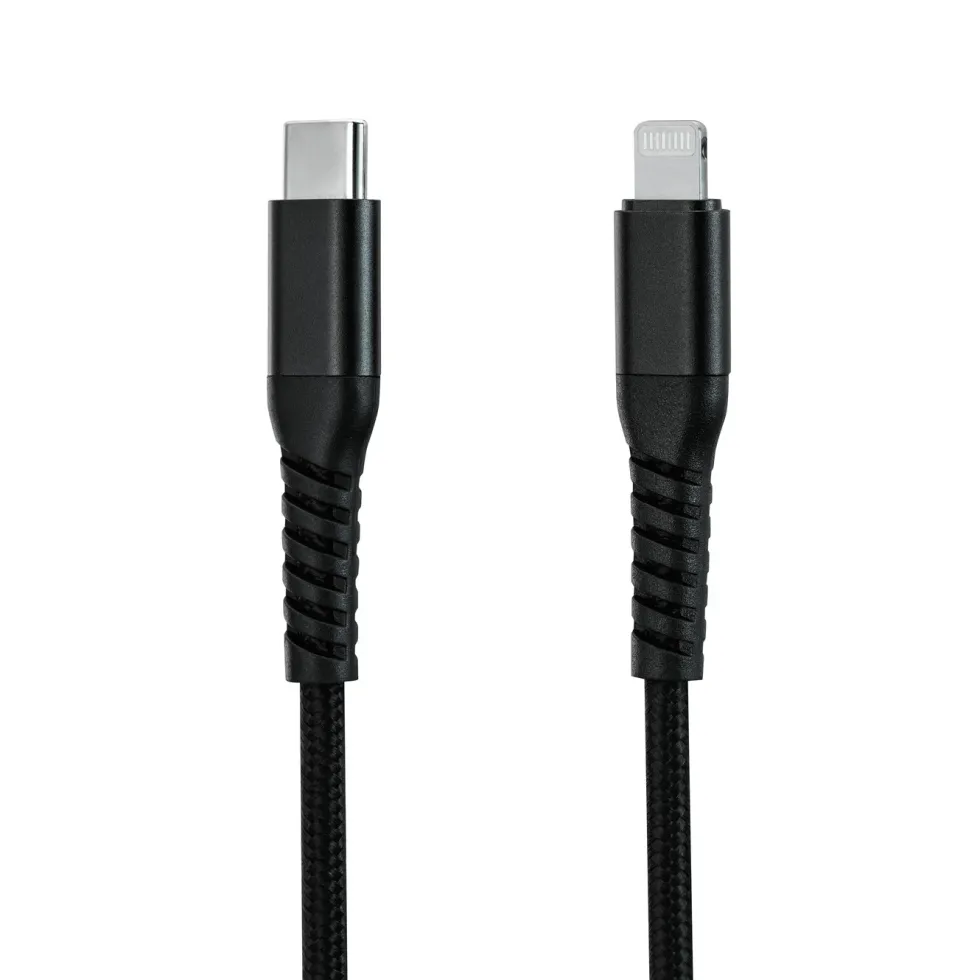 Linocell Premium Kevlar USB-C- till Lightning-kabel Svart 0,5 m