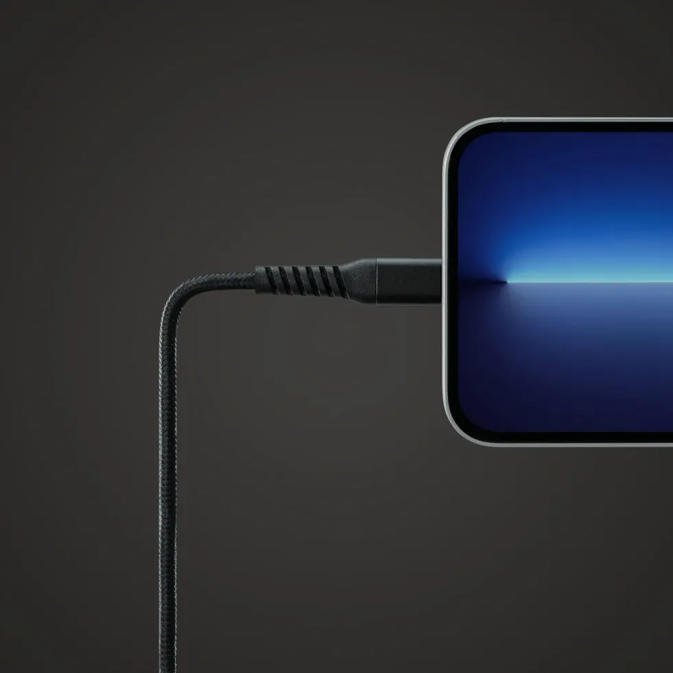 Linocell Premium Kevlar USB-C- till Lightning-kabel Svart 0,5 m