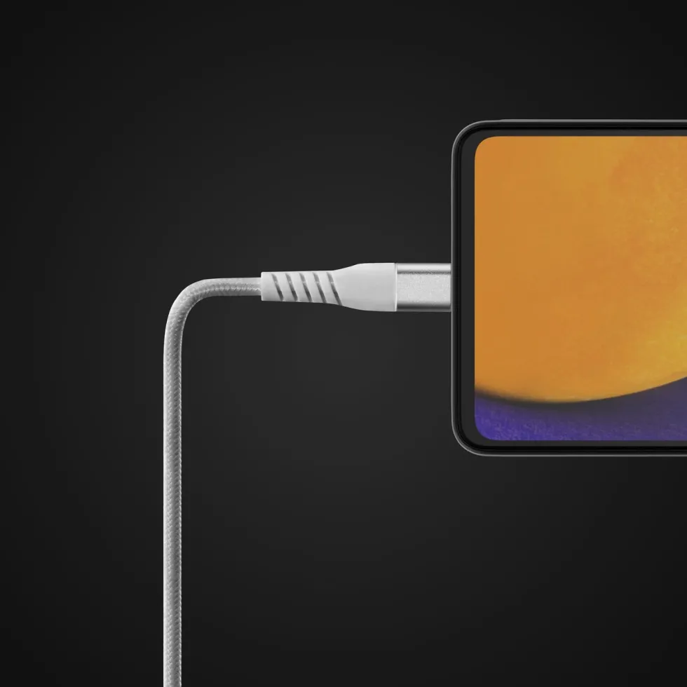 Linocell Premium Kevlar USB-C 3.2-kabel Vit 2 m