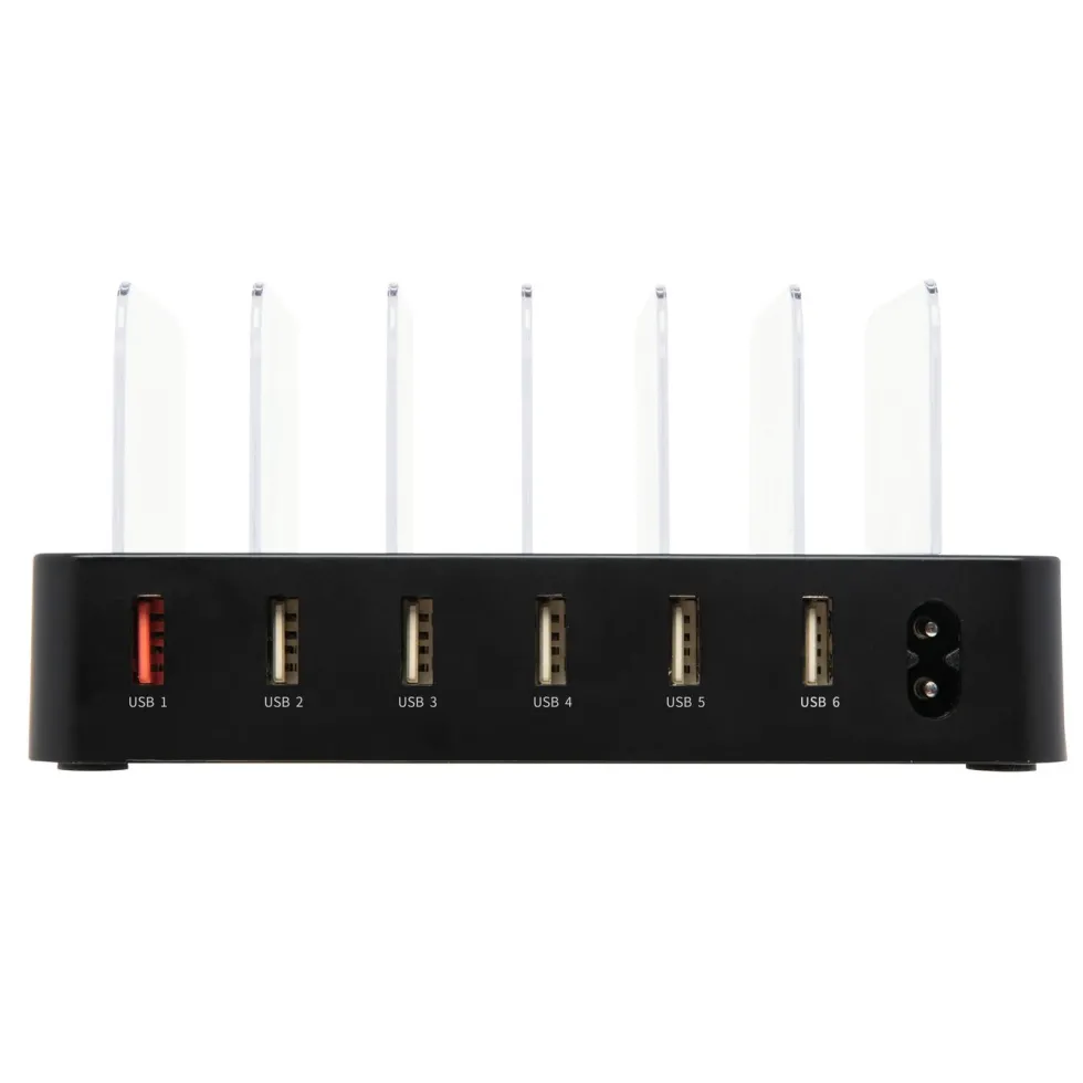 Linocell USB-laddstation med ställfunktion 6 portar