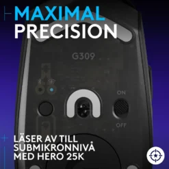 Logitech G G309 Lightspeed Trådlös datormus Svart