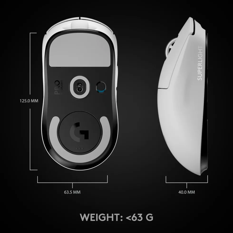 Logitech G Pro X Superlight Trådlös gaming-mus Vit
