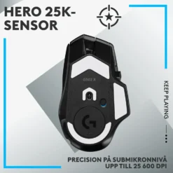 Logitech G 502 X Lightspeed Trådlös gamingmus Svart
