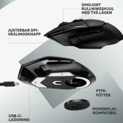 Logitech G 502 X Lightspeed Trådlös gamingmus Svart