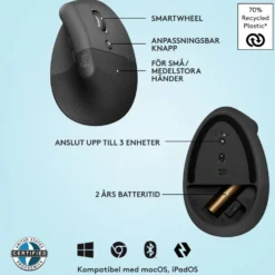 Logitech Lift Vertikal datormus Graphite