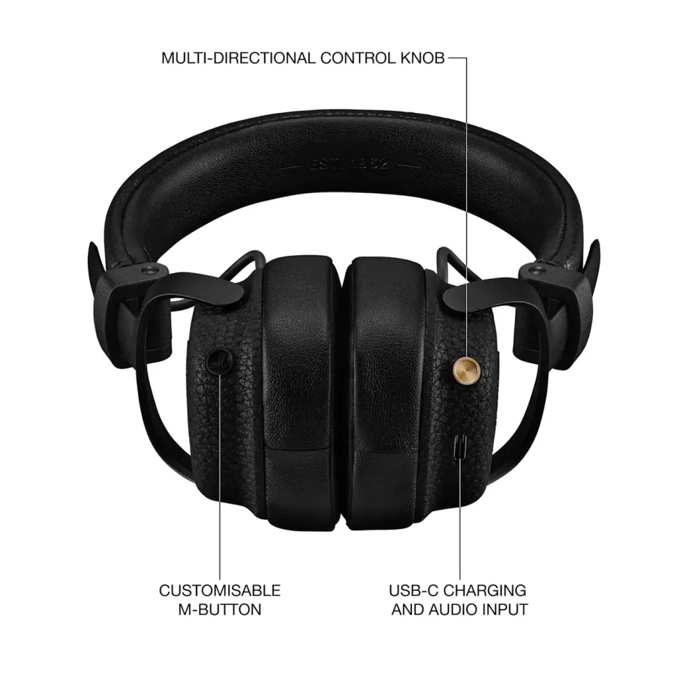 Marshall Milton A.N.C. brusreducerande on-ear-hörlurar Svart
